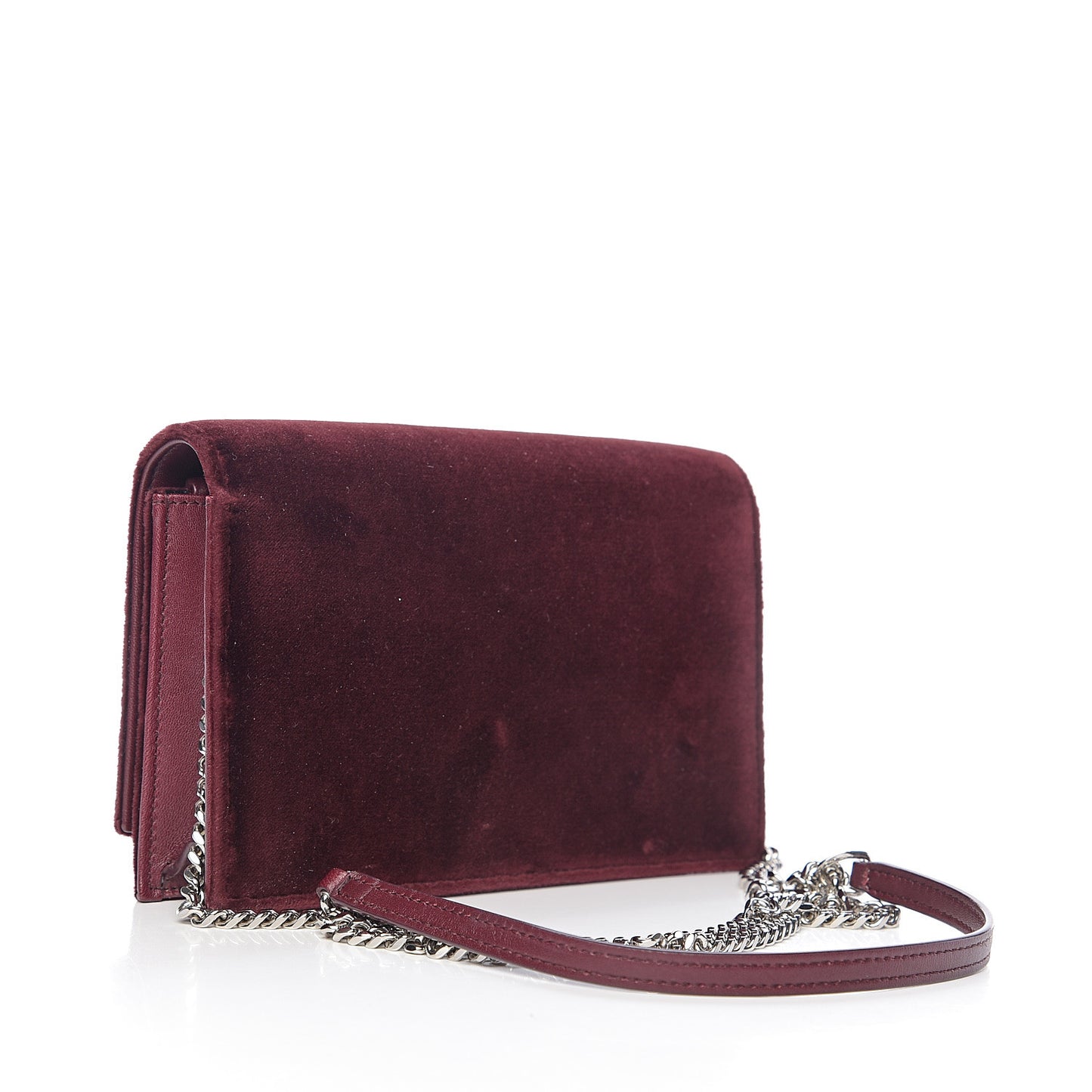 Velvet Crystal Monogram Kate Tassel Shoulder Bag Burgundy