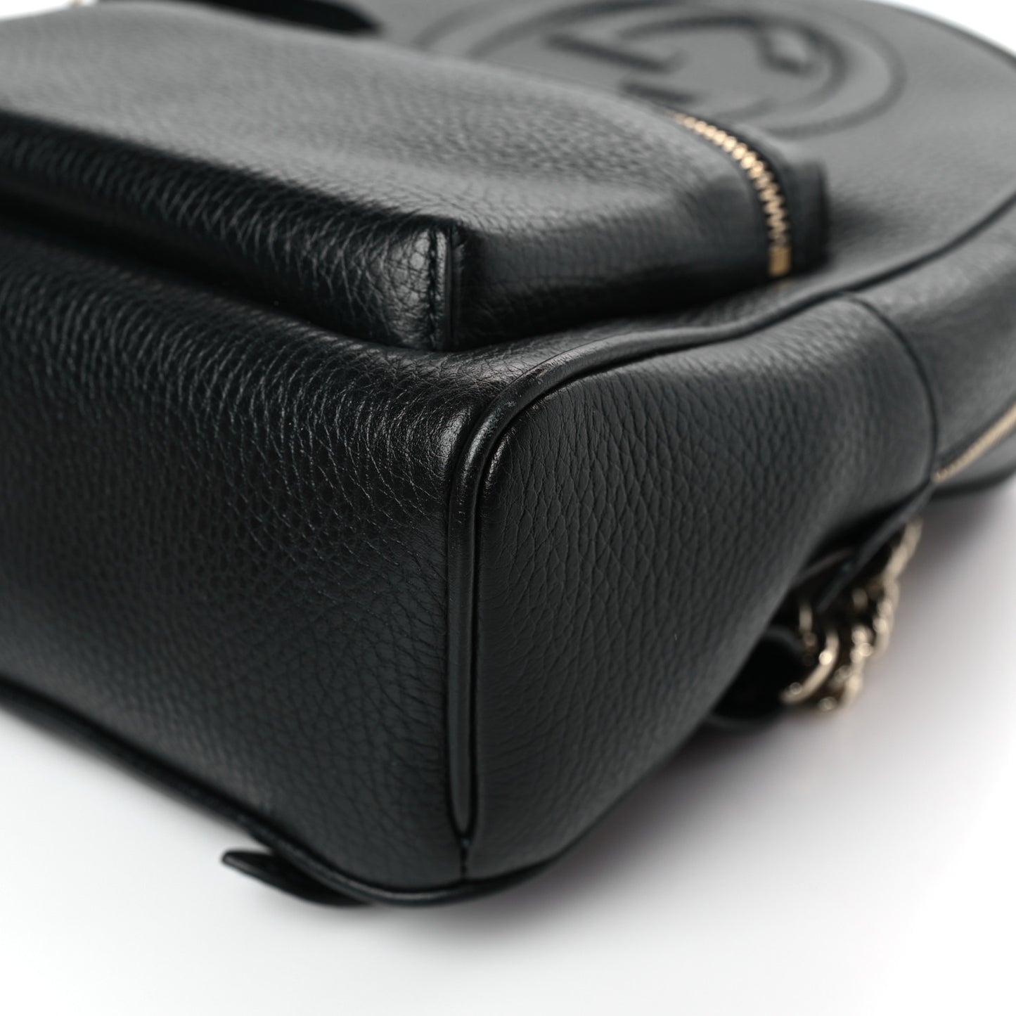 Pebbled Calfskin Soho Chain Backpack Black