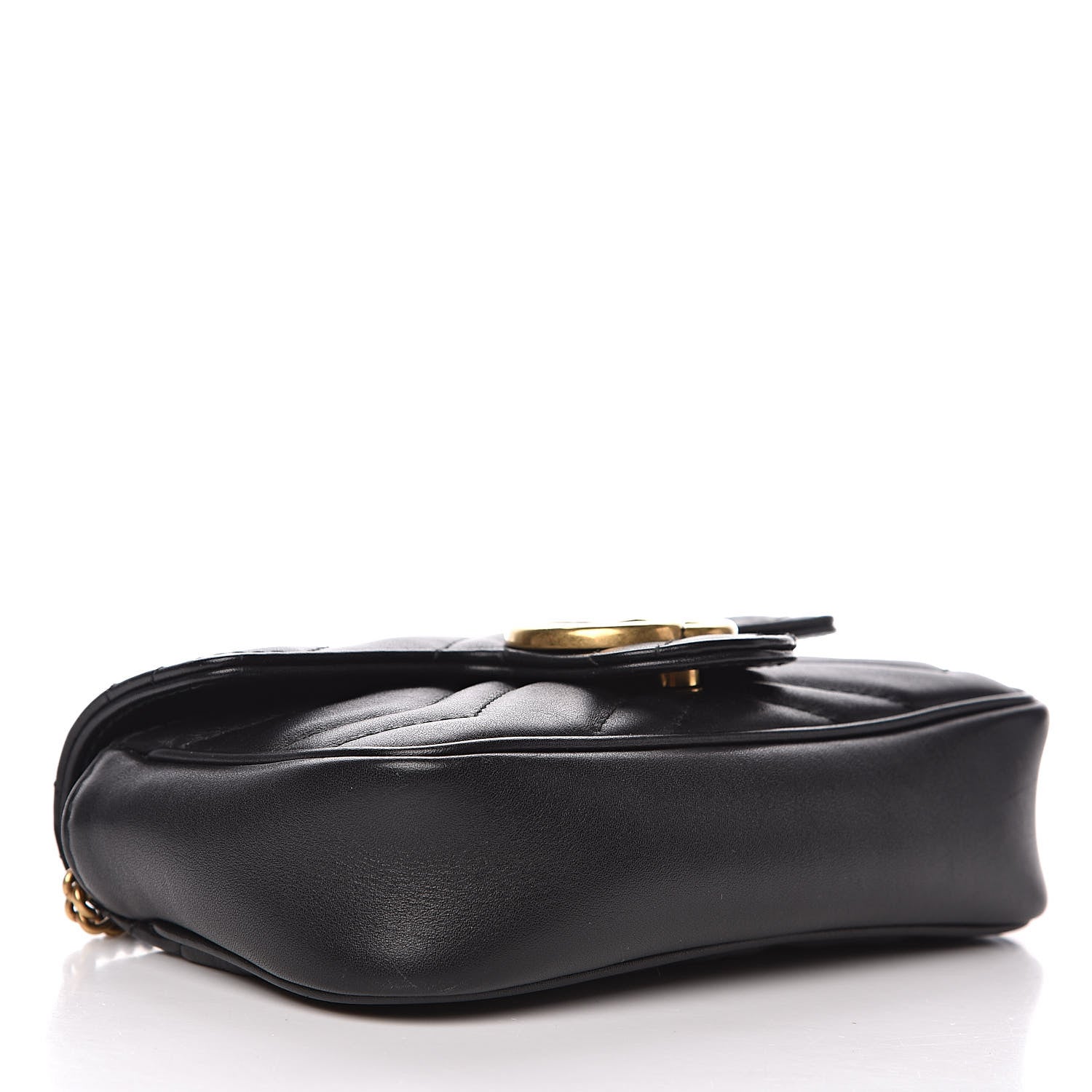 Gucci Calfskin Matelasse Super Mini GG Marmont Shoulder Bag Black 4 of 13