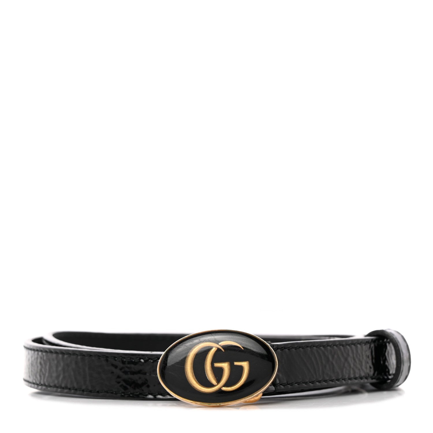 Gucci Skipper Calfskin Enamel GG 15mm Belt 80 32 Black 1 of 10