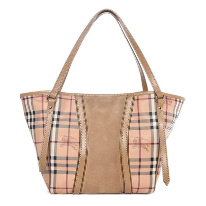 Burberry Suede Haymarket Check Colorblock Small Canterbury Tote Beige 1 of 9