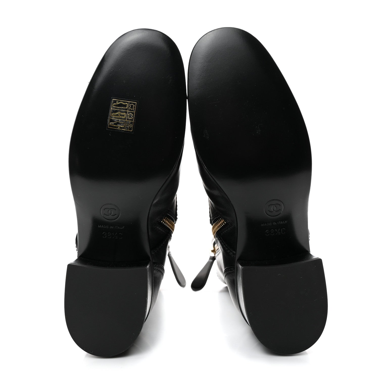Chanel Calfskin Patent Cap Toe CC Lace Up Boots 38.5 Black 5 of 8