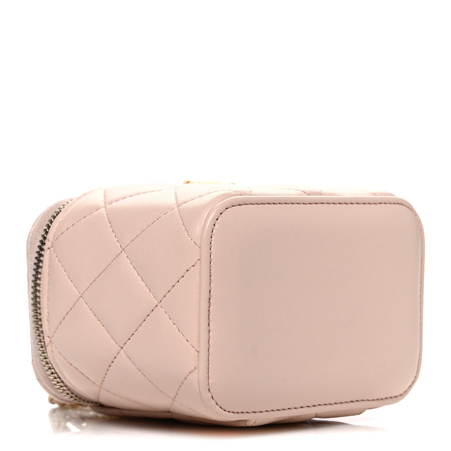 Chanel Lambskin Quilted Pearl Crush Mini Vanity Case With Chain Light Beige 3 of 9