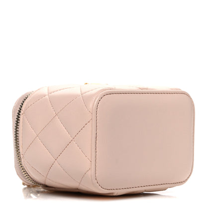 Chanel Lambskin Quilted Pearl Crush Mini Vanity Case With Chain Light Beige 3 of 9