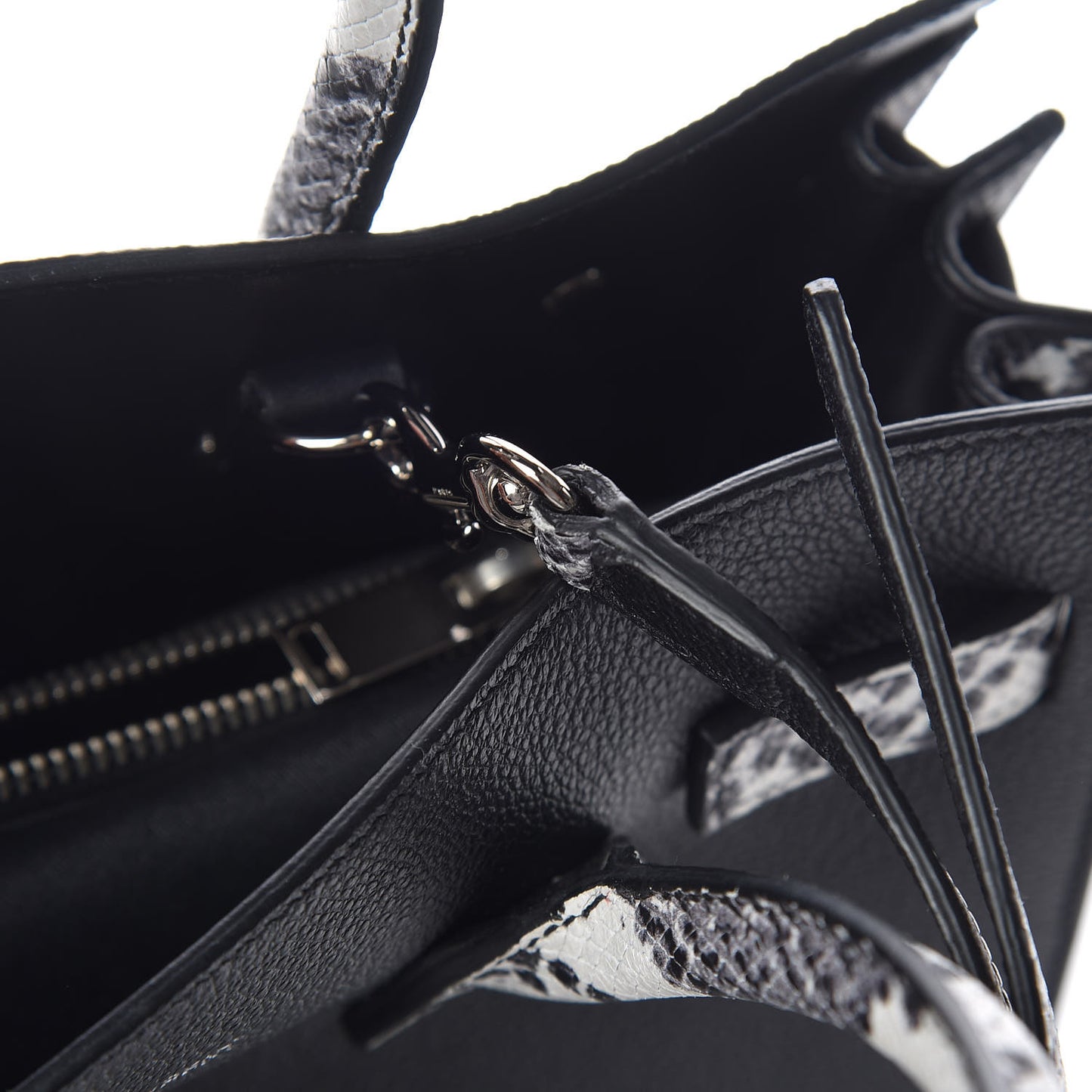 Grained Calfskin Embossed Python Baby Sac De Jour Black