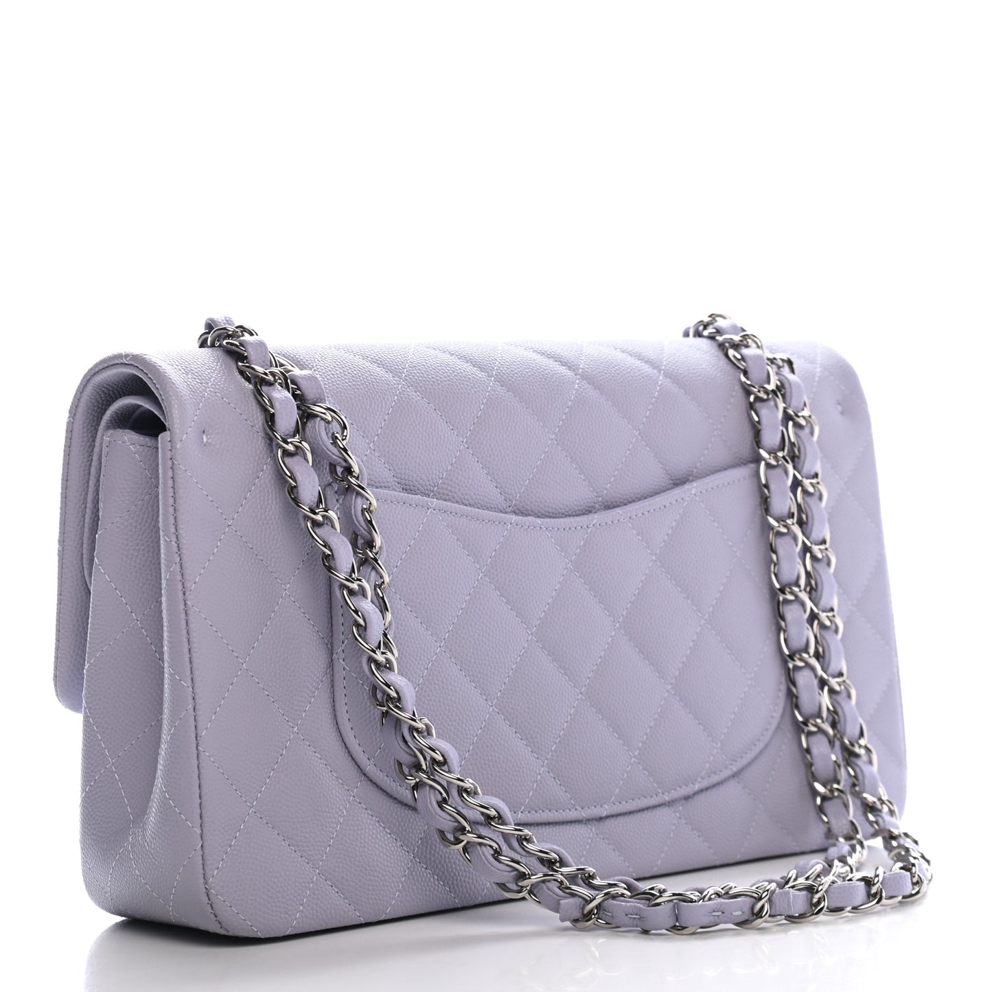 Caviar Quilted Medium Double Flap Light Purple