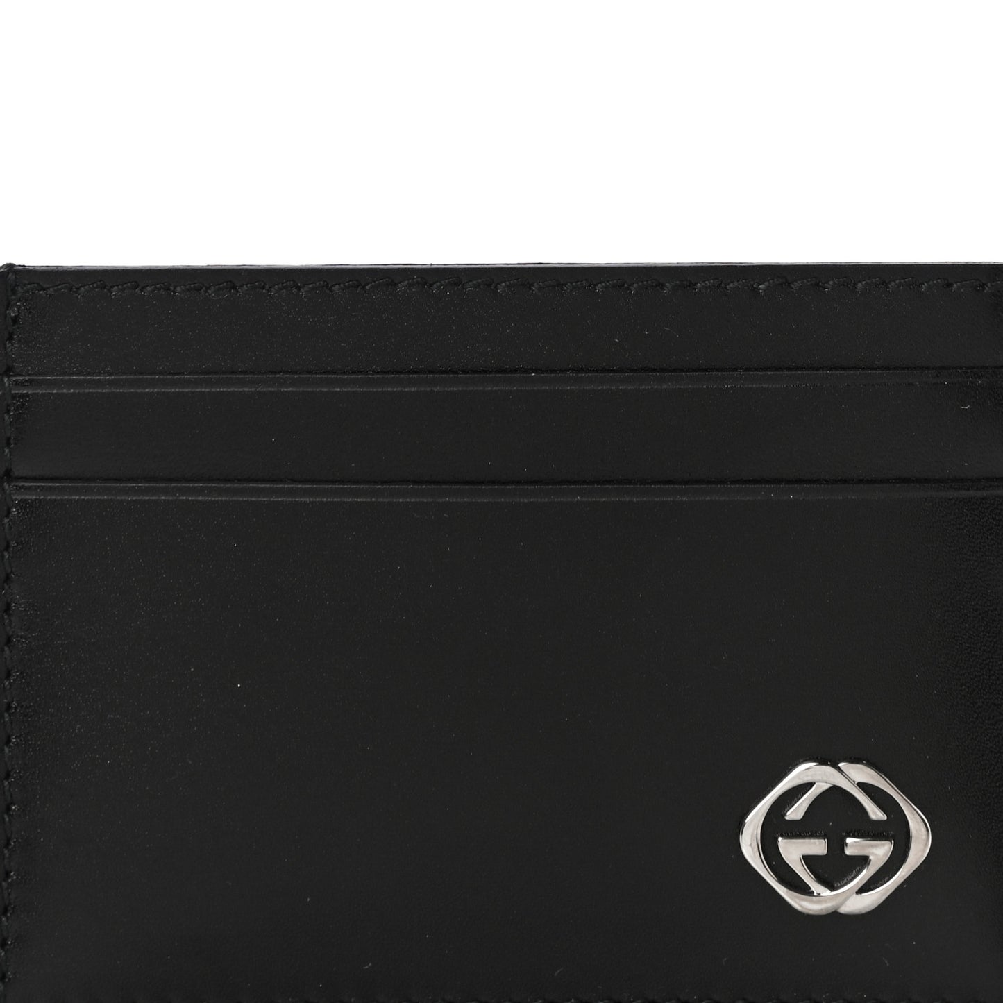 Calfskin GG Card Holder Black