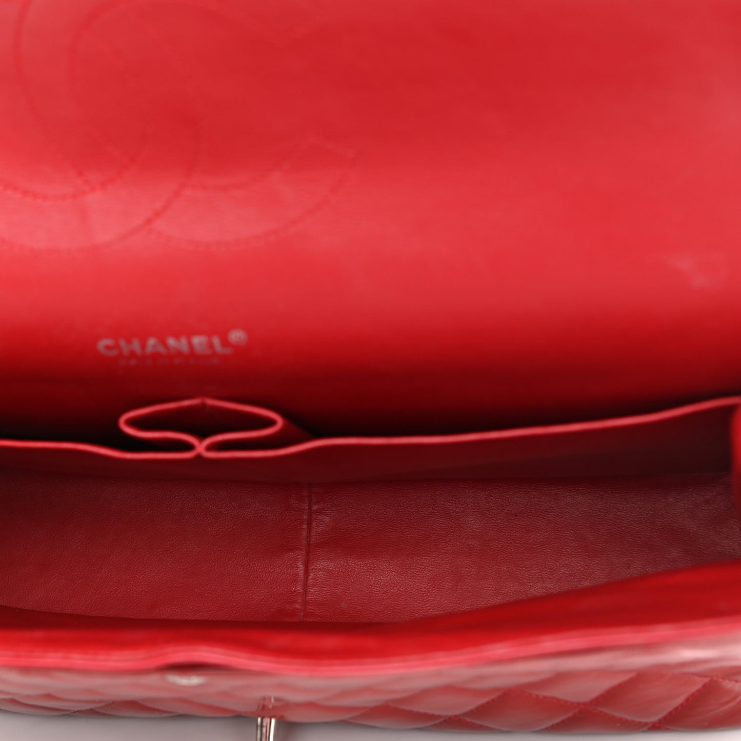 Patent Quilted Maxi Double Flap Red