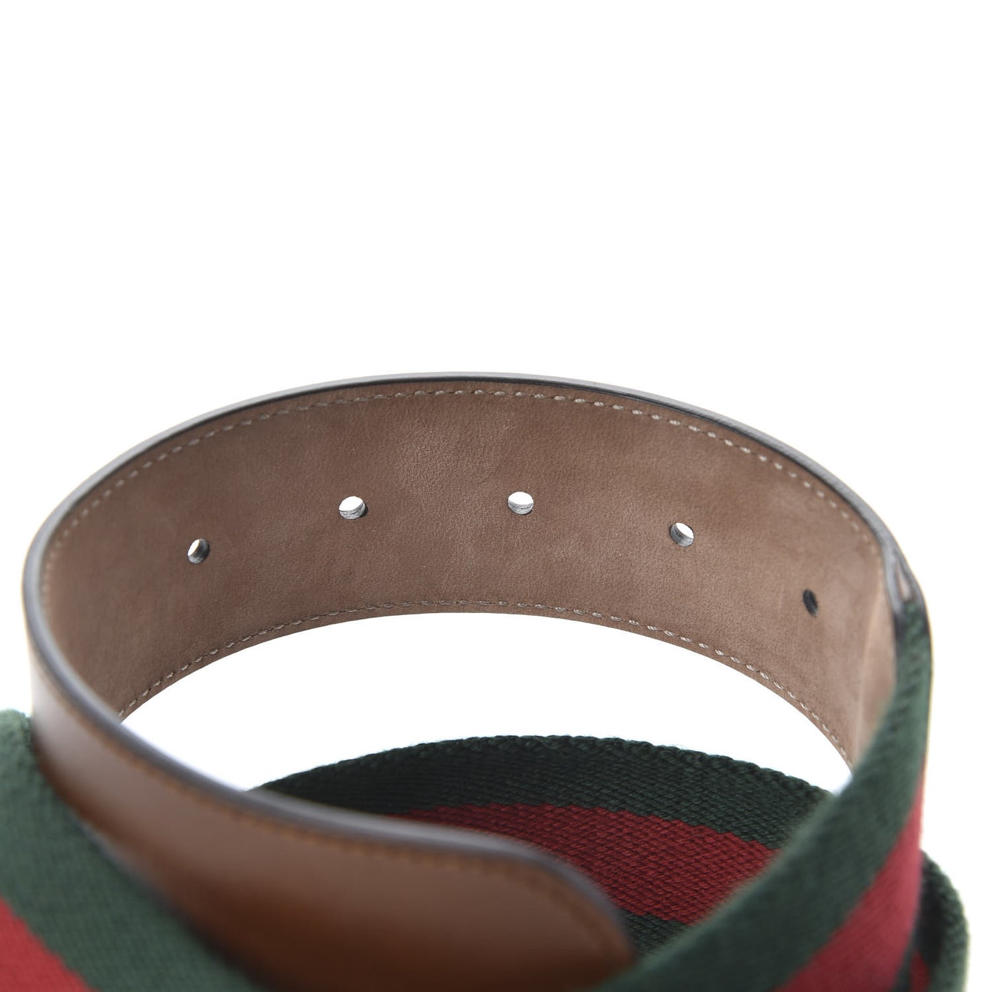 Nylon Calfskin Double G Web 40mm Belt 85 34 Green Red Cuir
