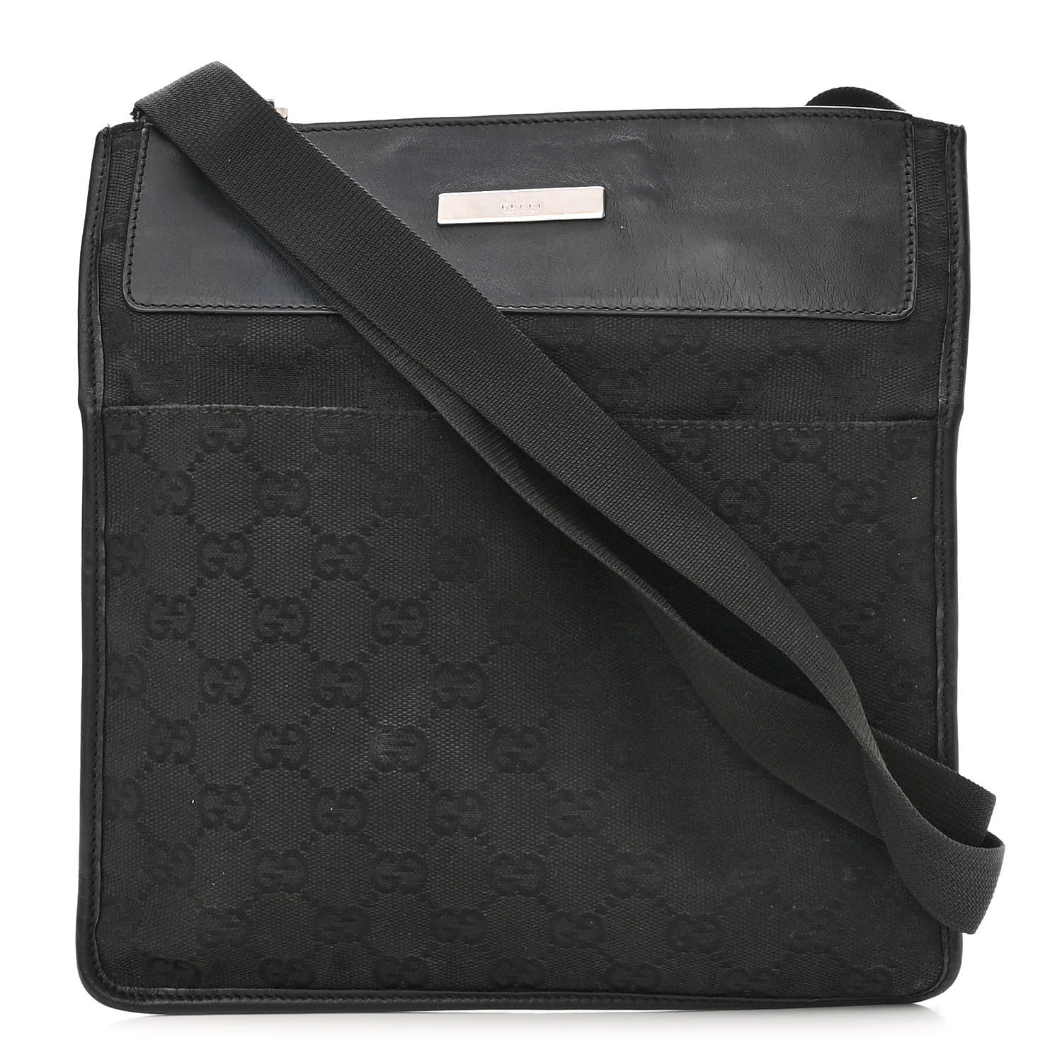 Gucci GG Monogram Messenger Crossbody Bag Black 1 of 10