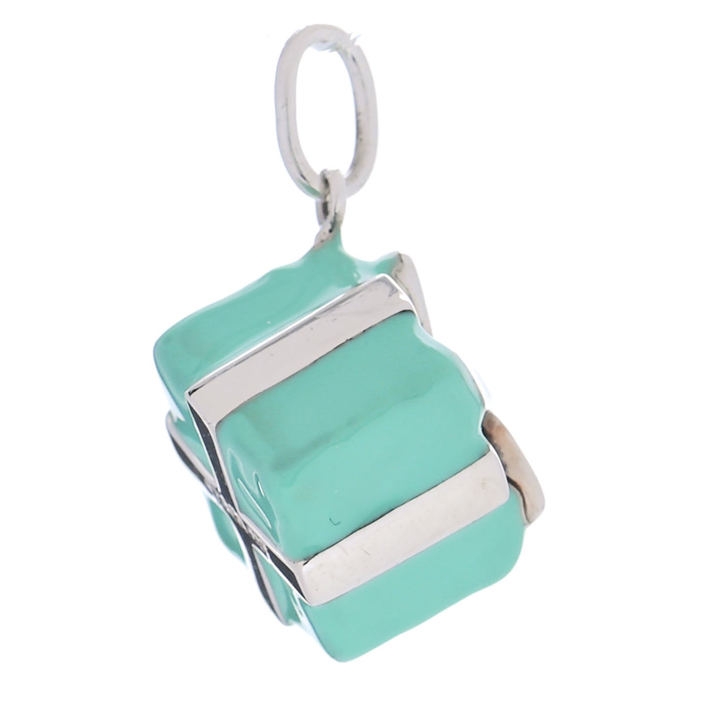 Sterling Silver Enamel Gift Box Charm Blue