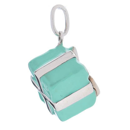 Tiffany Sterling Silver Enamel Gift Box Charm Blue 4 of 6