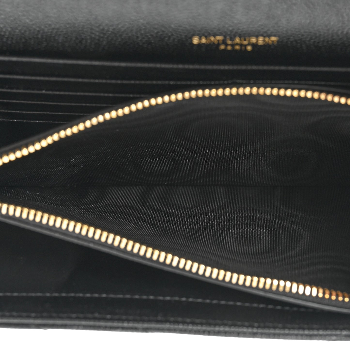 Grain De Poudre Matelasse Chevron Monogram Chain Wallet Black