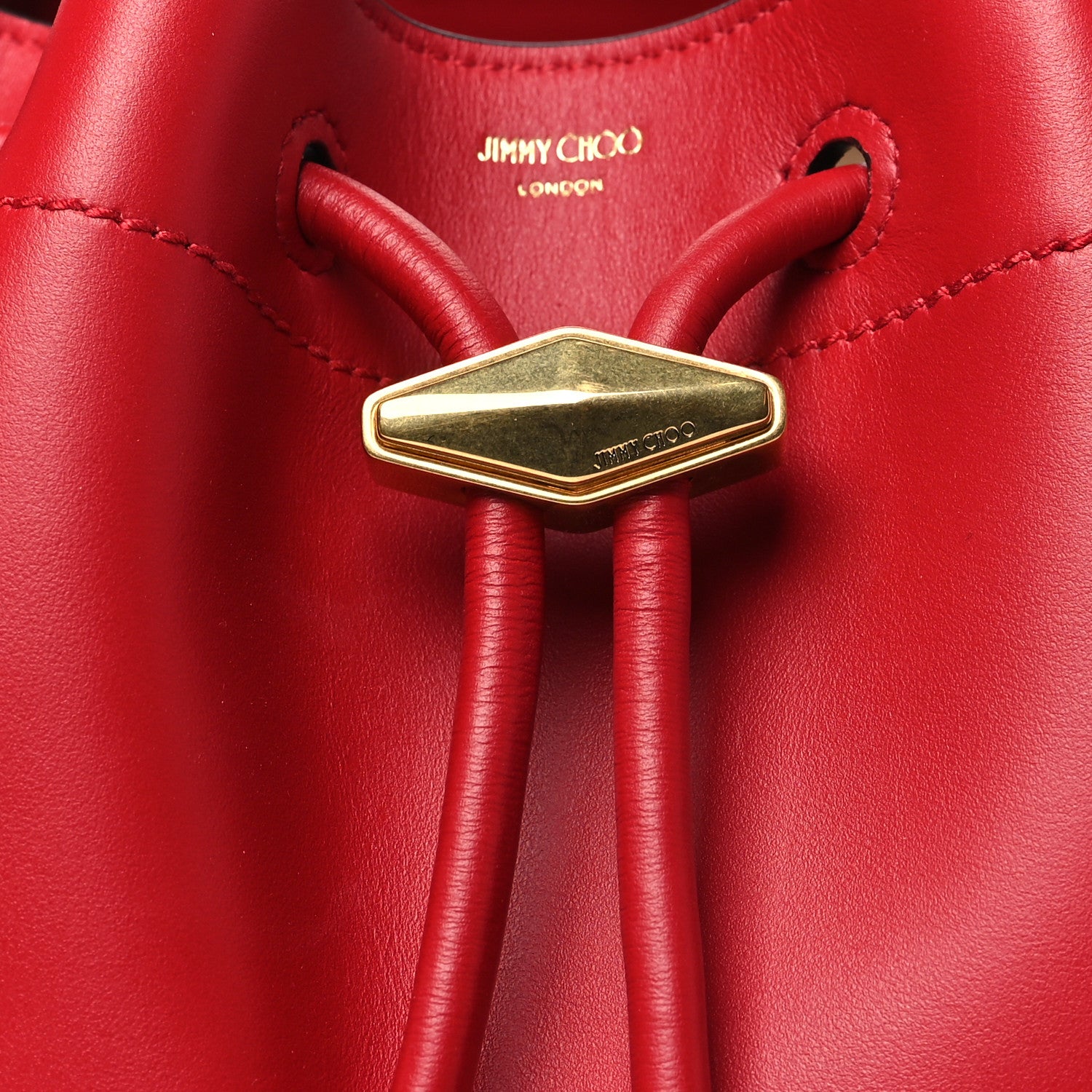 Jimmy Choo Soft Shiny Calfskin Bon Bon East West Bucket Bag Ruby Red 7 of 9