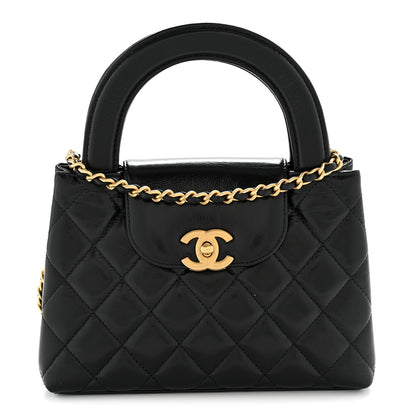 Chanel Shiny Aged Calfskin Quilted Nano Kelly Shopper Black 1 of 12