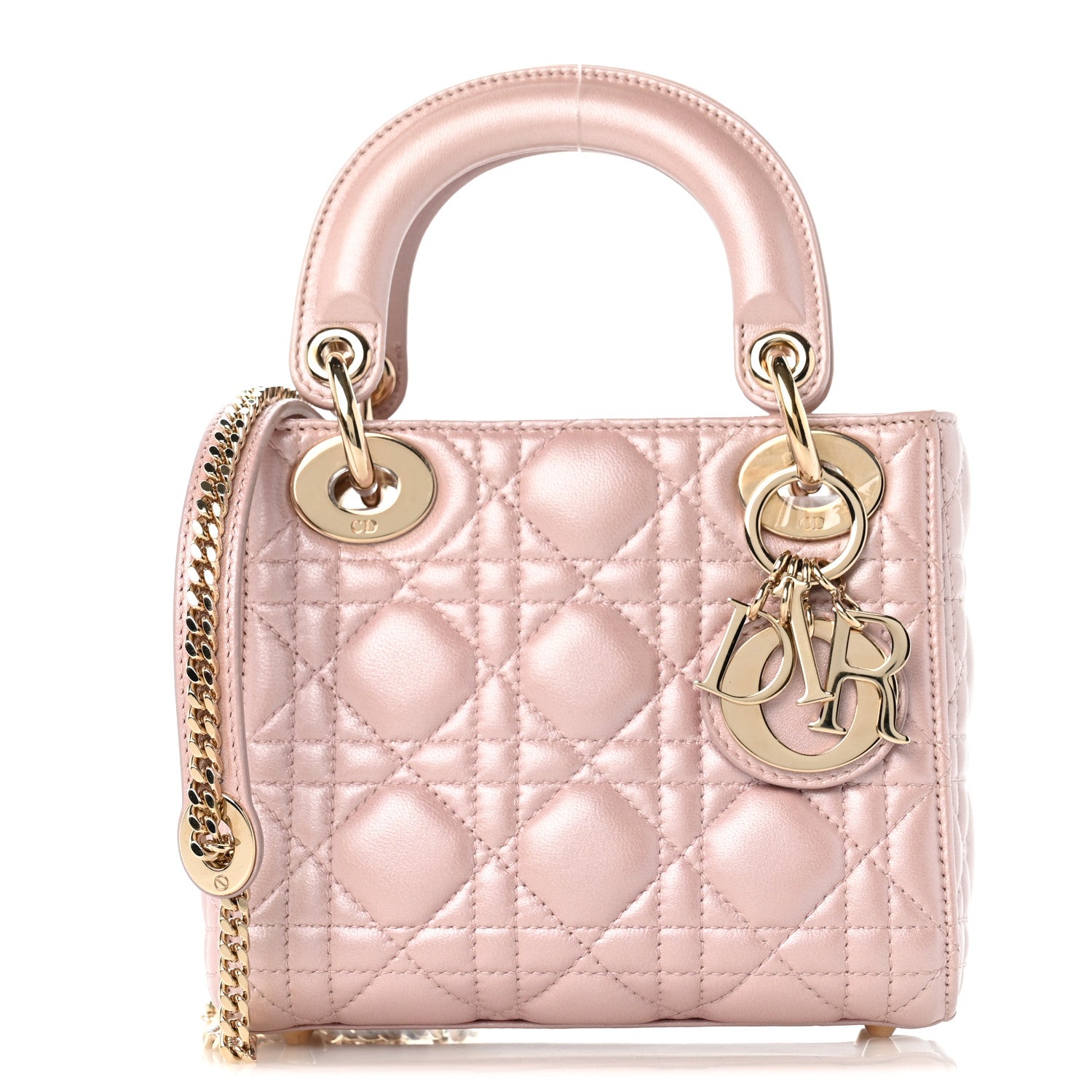 Christian Dior Metallic Lambskin Cannage Mini Lady Dior Lotus 1 of 13