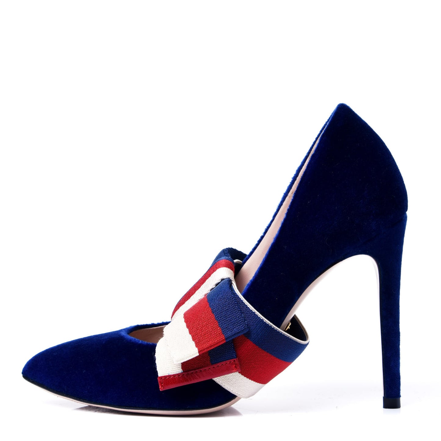 Velvet Removable Web Bow Pumps 35 Cobalt