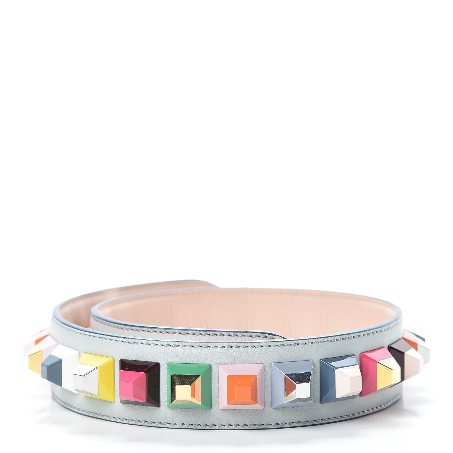 Fendi Vitello Dolce Plexiglass Bi-Color Studded Strap You Grigio Perla Plaster Multicolor 2 of 4