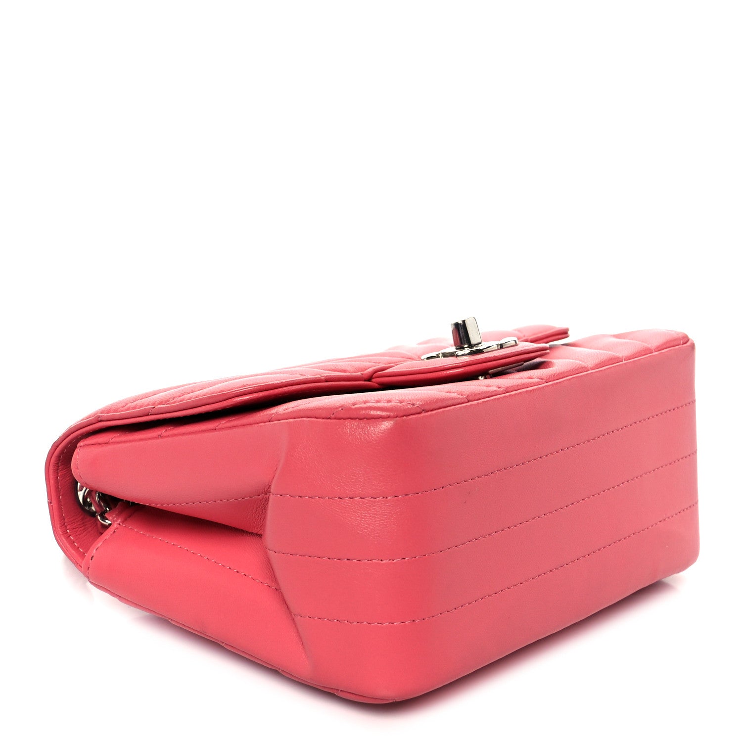 Chanel Lambskin Chevron Quilted Mini Square Flap Pink 4 of 11