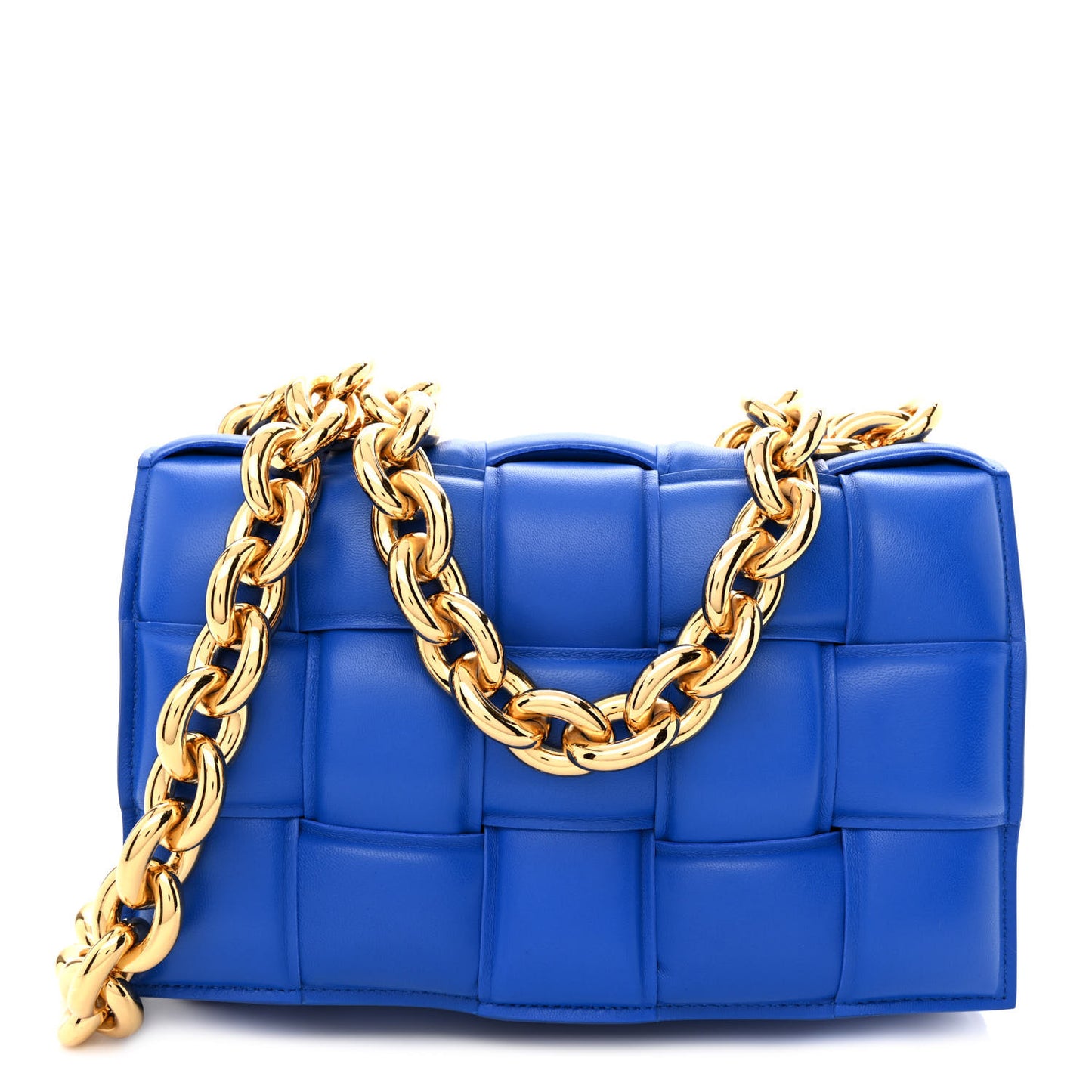 Lambskin Maxi Intreccio Padded Chain Cassette Crossbody Bag Cobalt