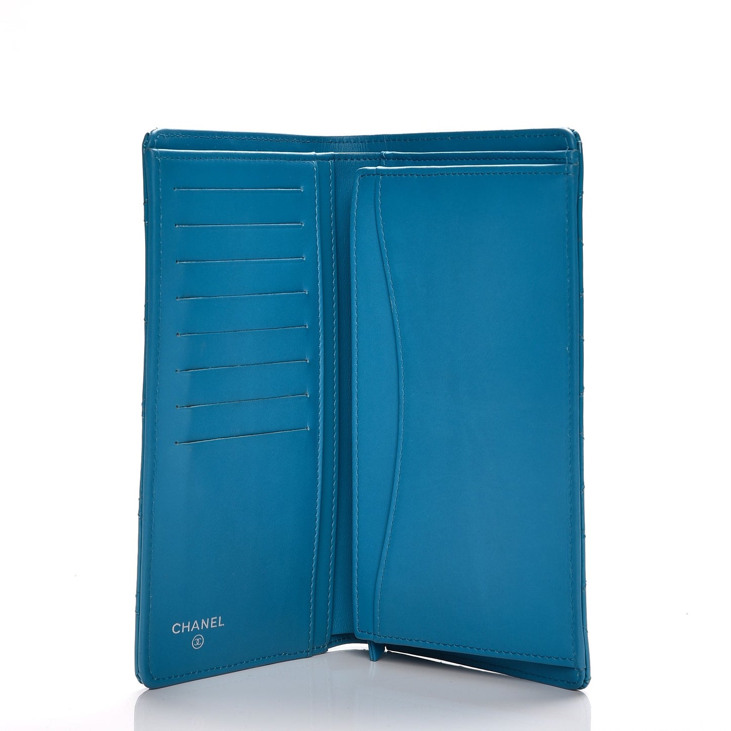 Patent Quilted Yen Wallet Blue