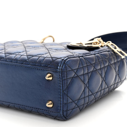 Christian Dior Metallic Lambskin Cannage Small My ABCDior Lady Dior Blue 9 of 9