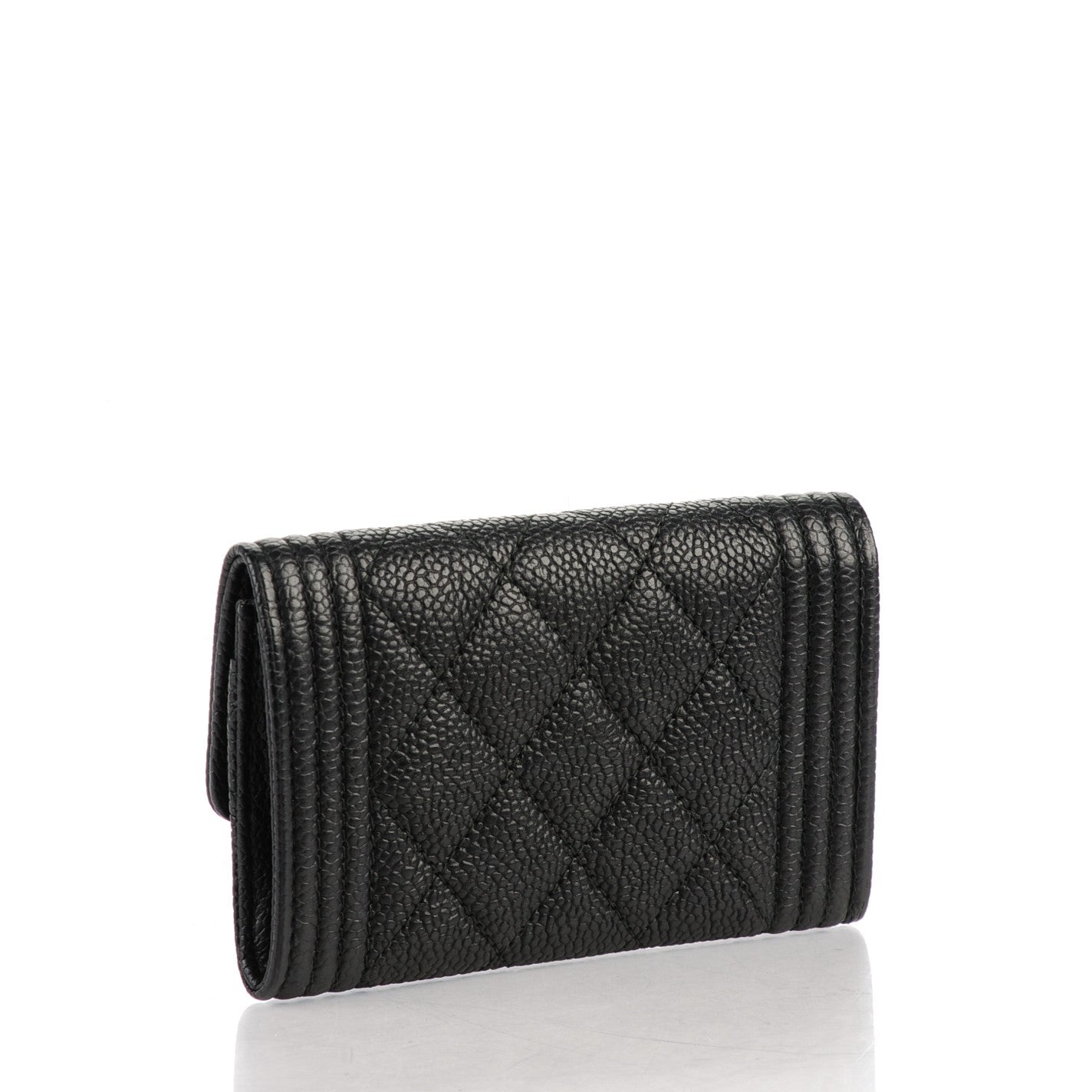 Caviar Quilted Boy Flap Card Holder Black