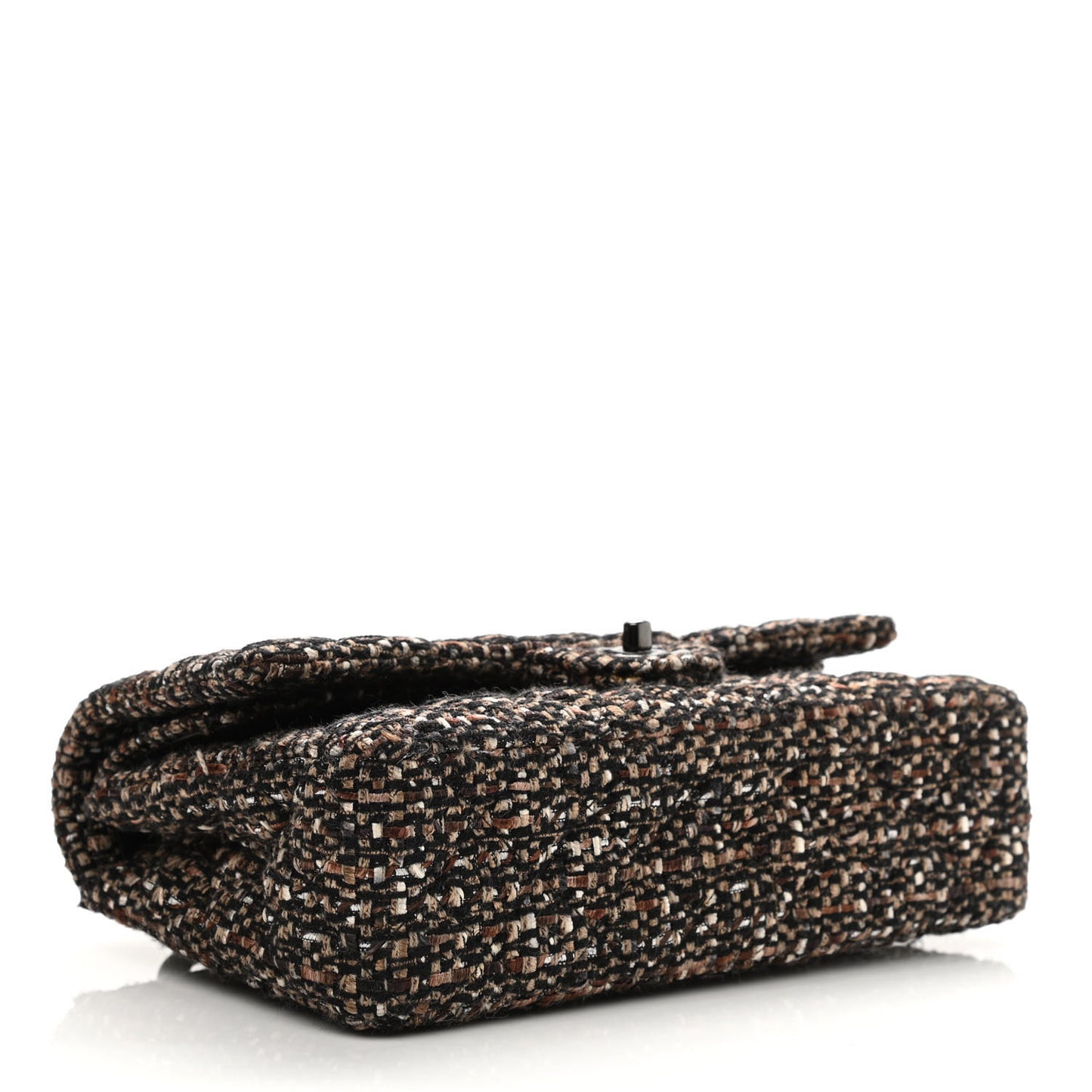 Tweed Quilted Medium Double Flap Brown