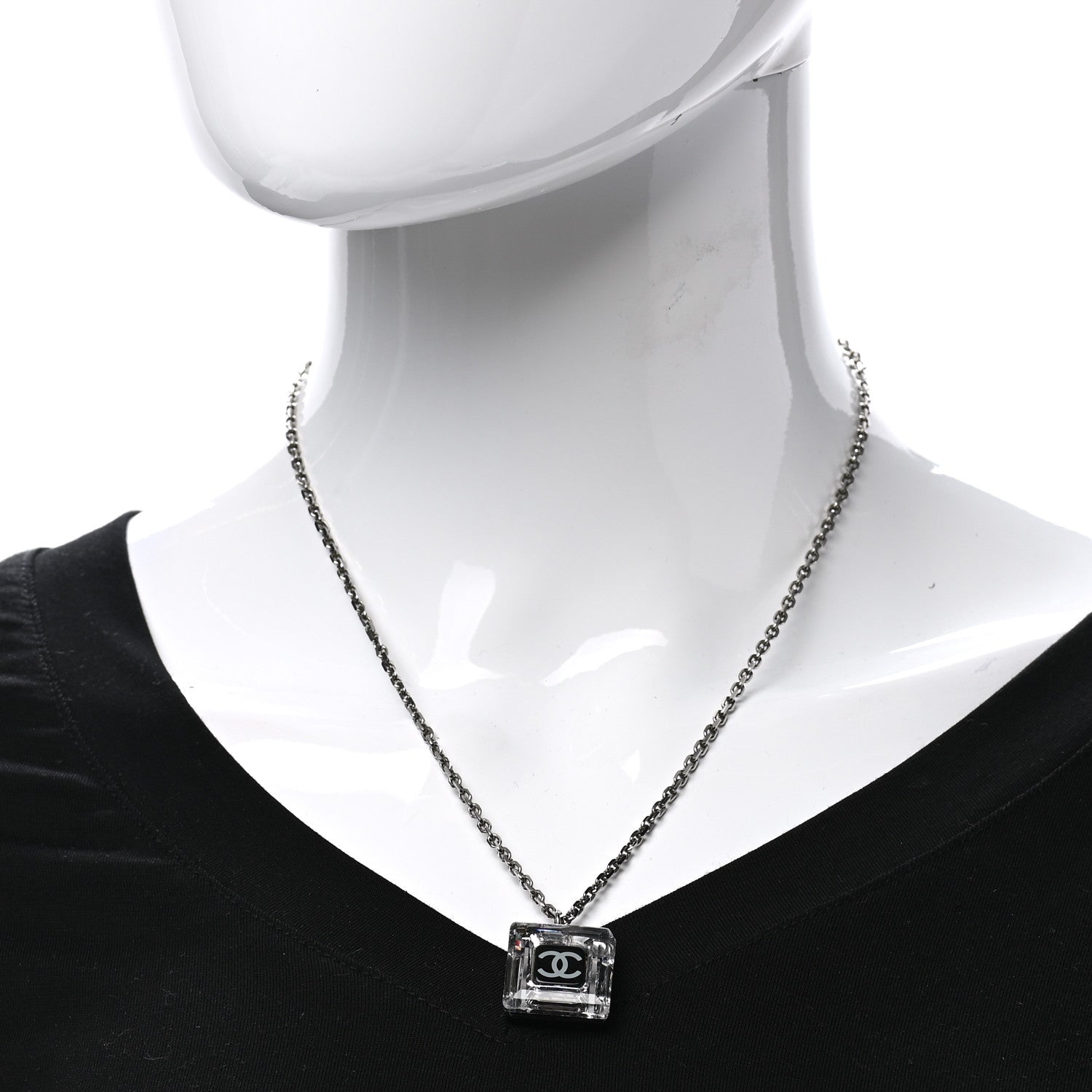 Chanel Lucite CC Square Charm Necklace 2 of 9
