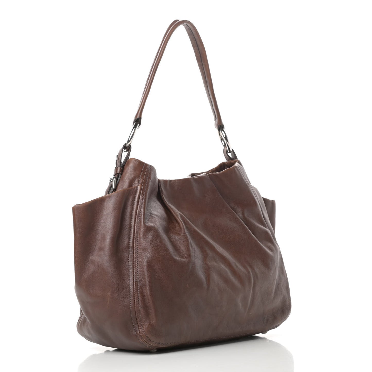 Soft Calf Pleated Two Pocket Hobo Nocciolo
