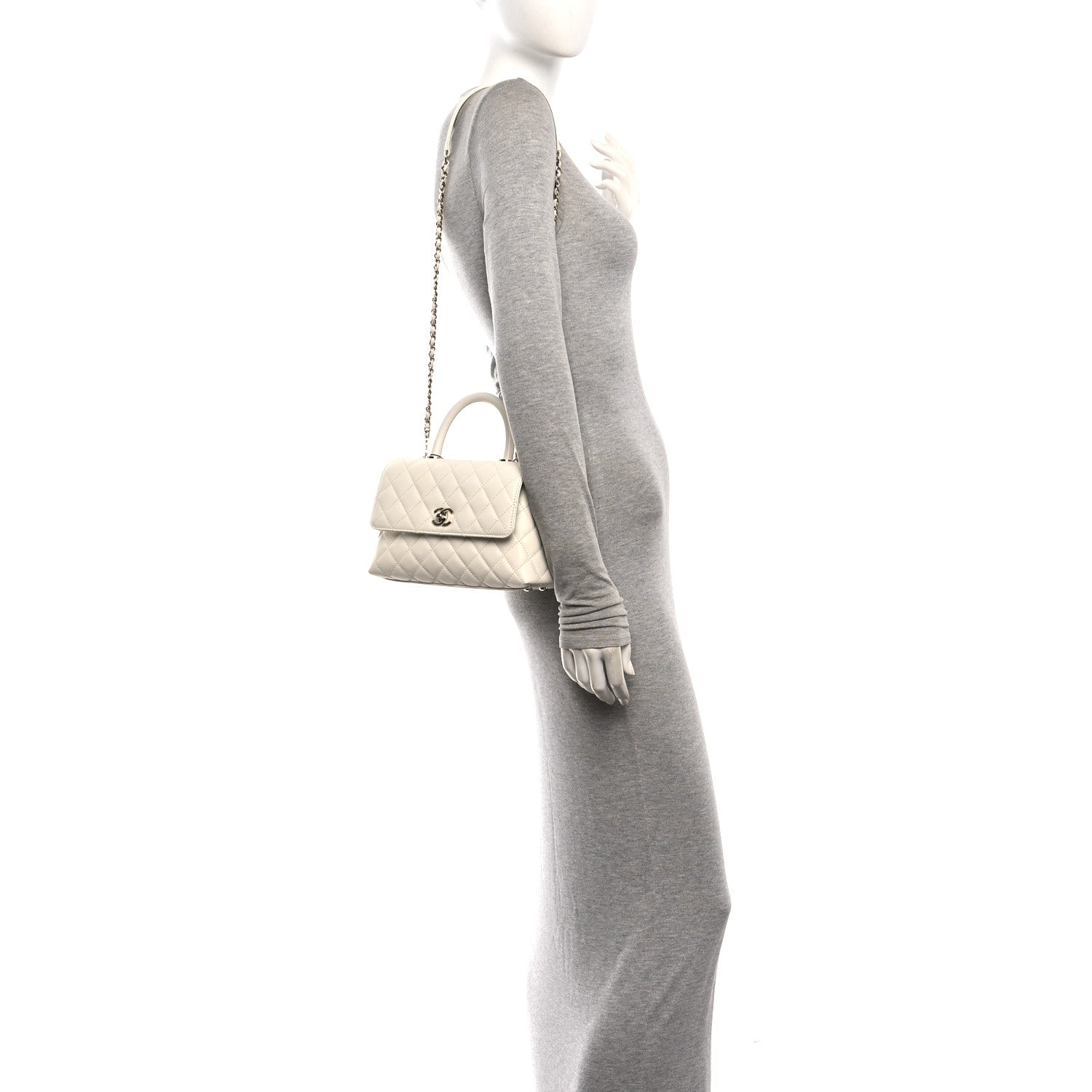 Chanel Caviar Quilted Mini Coco Handle Flap White 2 of 11
