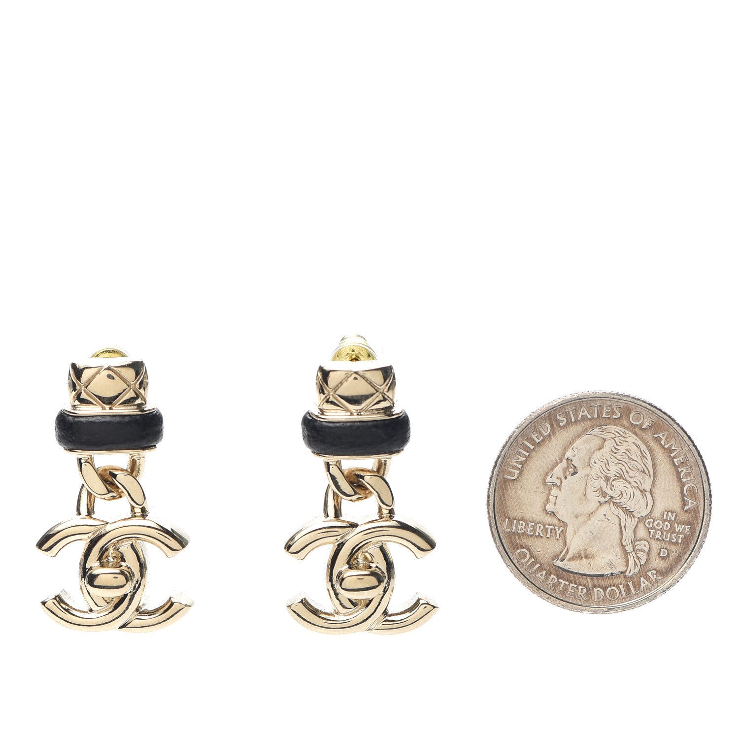 Chanel Lambskin CC Turnlock Drop Earrings Gold Black 2 of 5