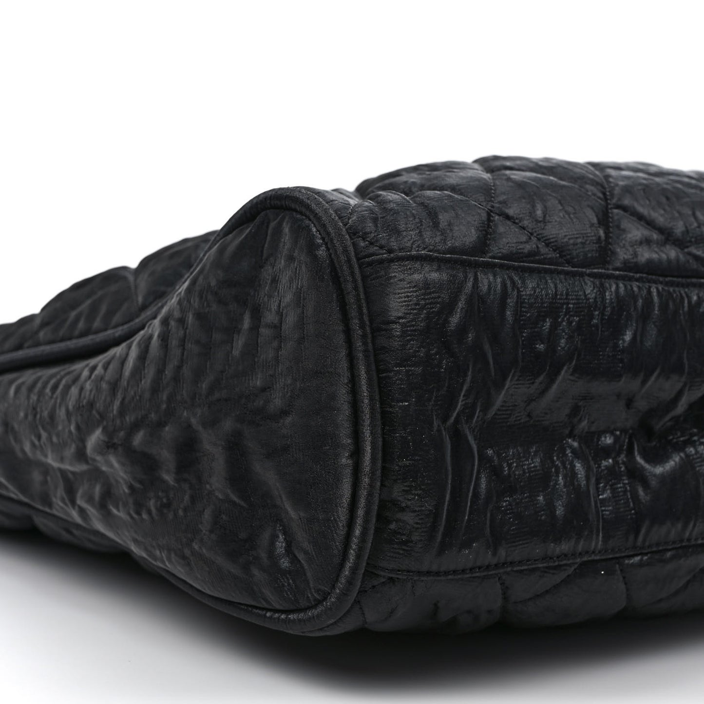 Crinkled Coated Canvas Le Marais Hobo Black
