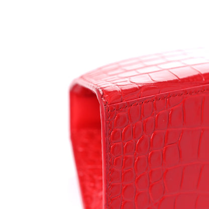 Balenciaga Shiny Calfskin Tonal B Crocodile Embossed Small Hourglass Top Handle Bag Bright Red 12 of 17