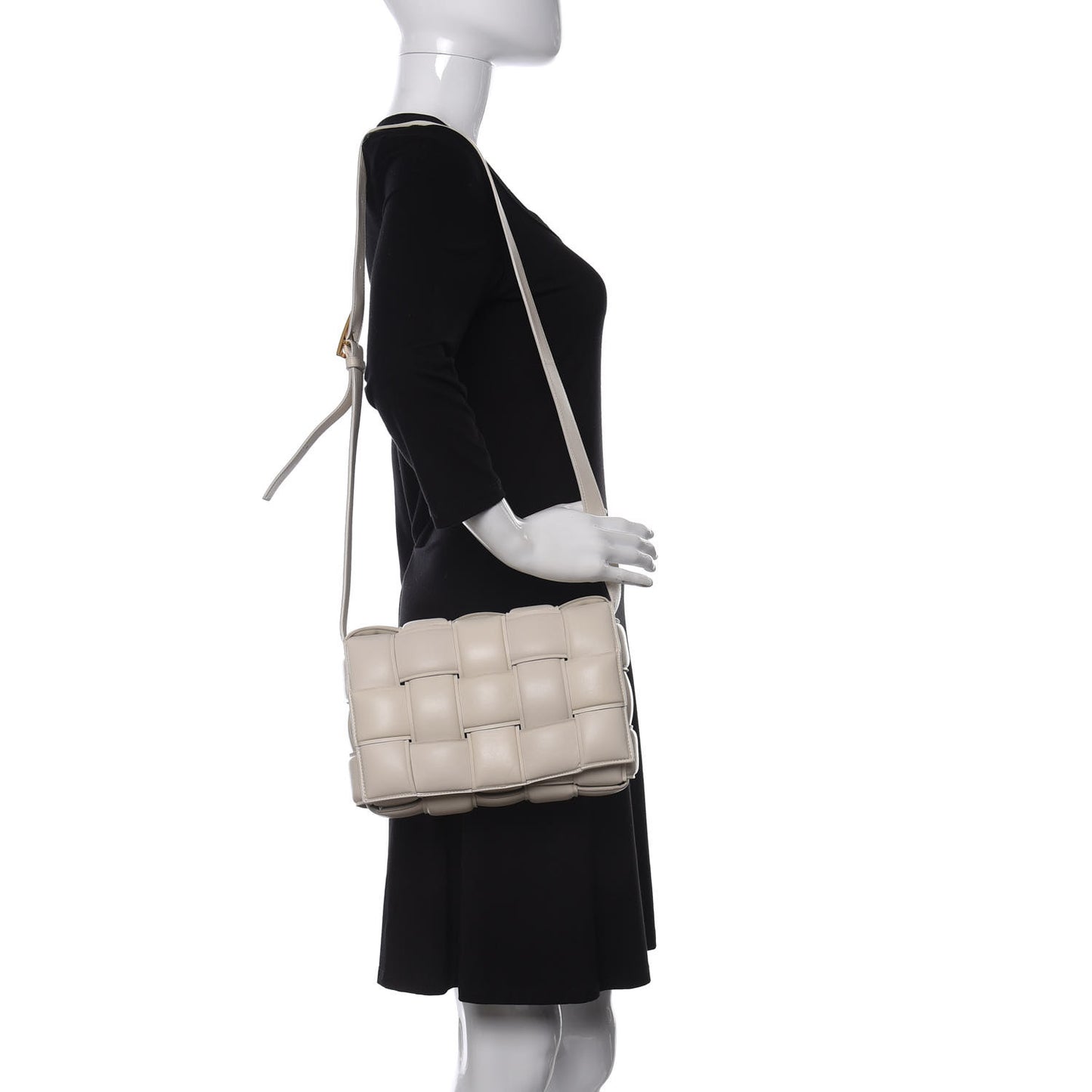 Nappa Maxi Intreccio Padded Cassette Crossbody Bag Chalk