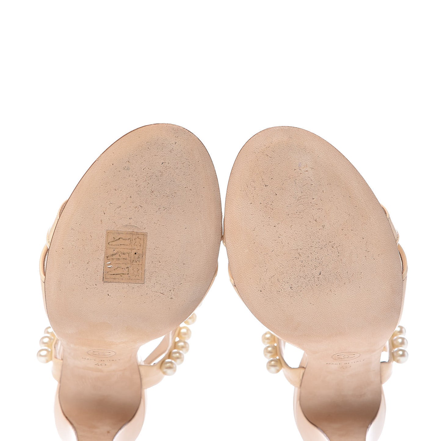Lambskin Pearl Sandals 40 Beige Clair