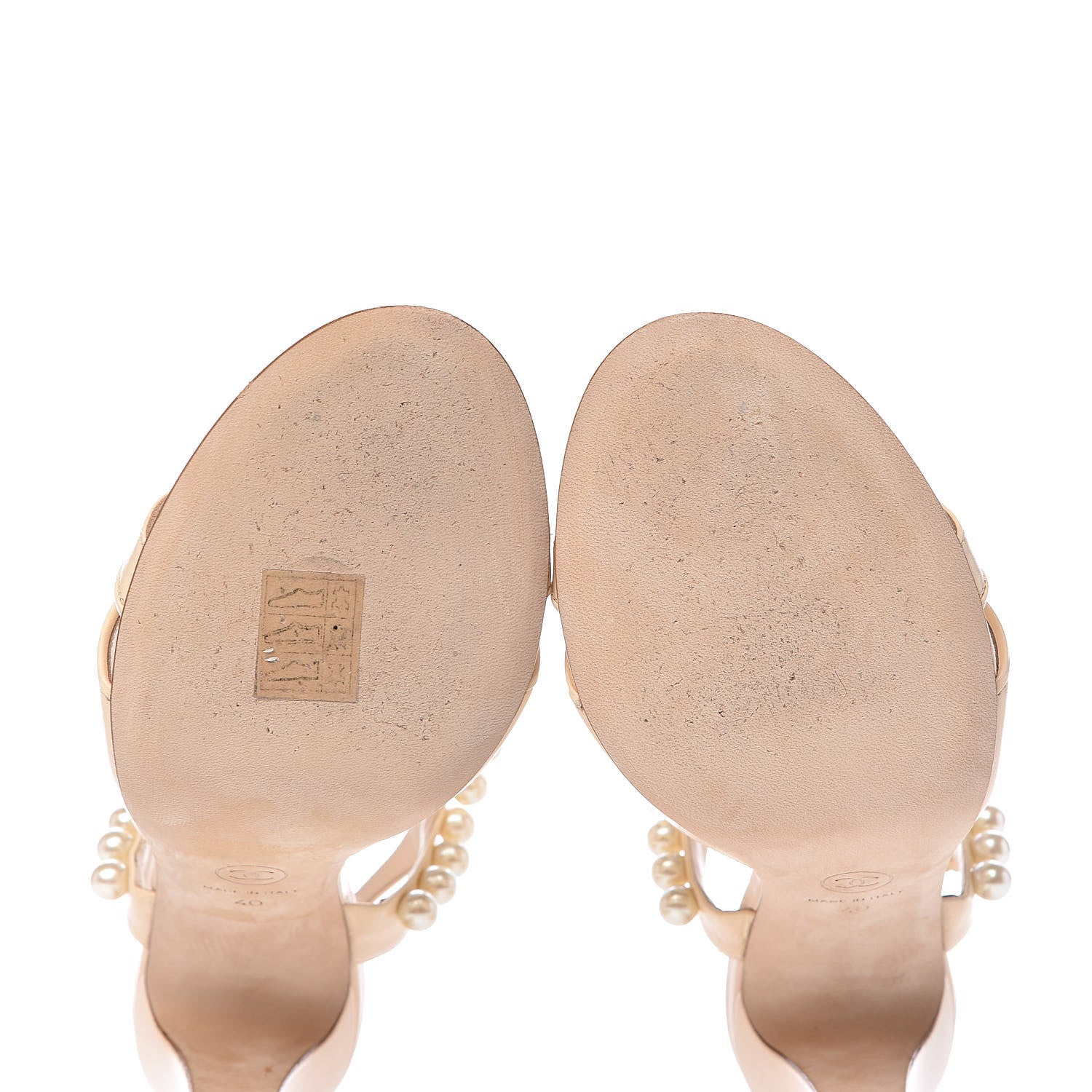Chanel Lambskin Pearl Sandals 40 Beige Clair 9 of 11