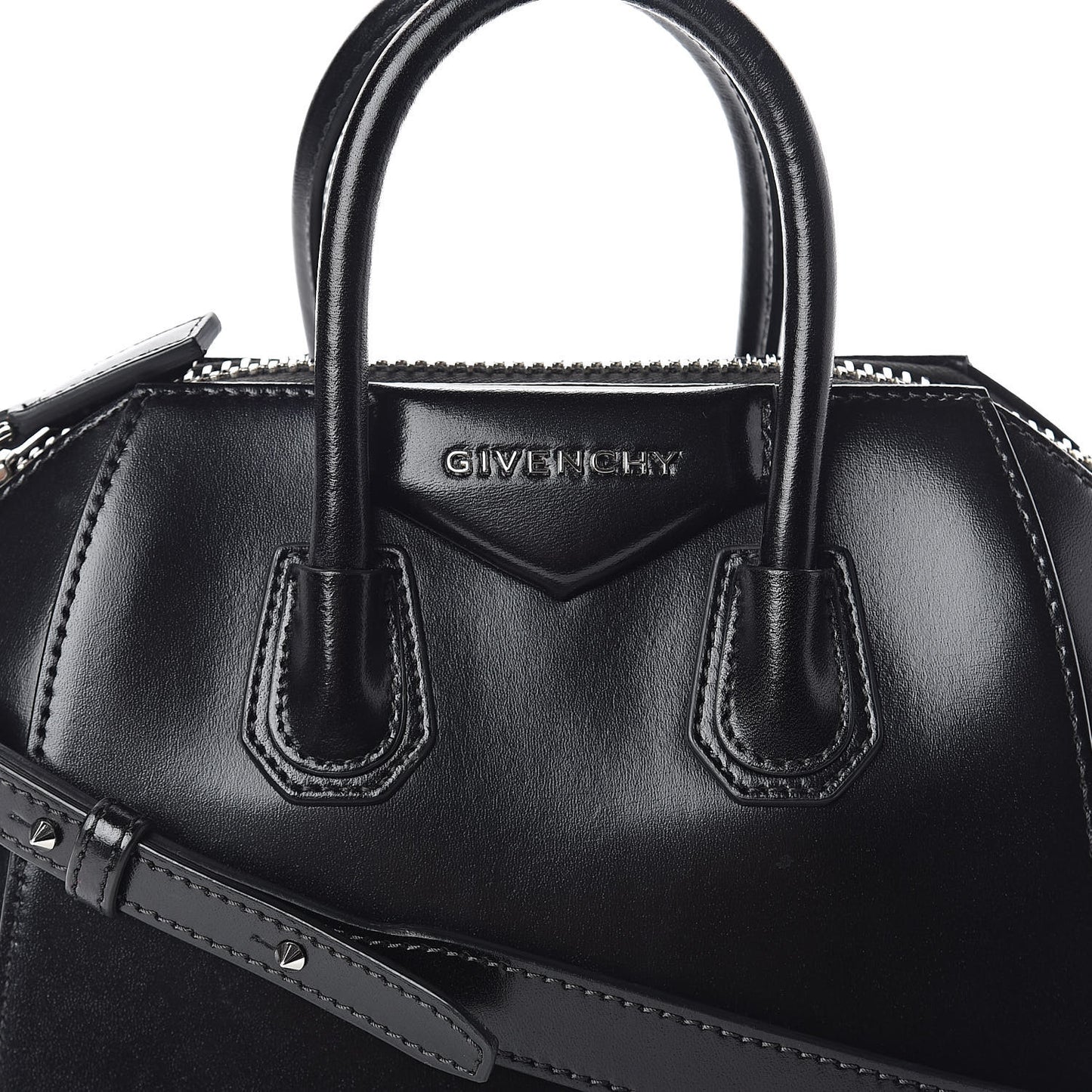 Shiny Lord Calfskin Mini Antigona Black