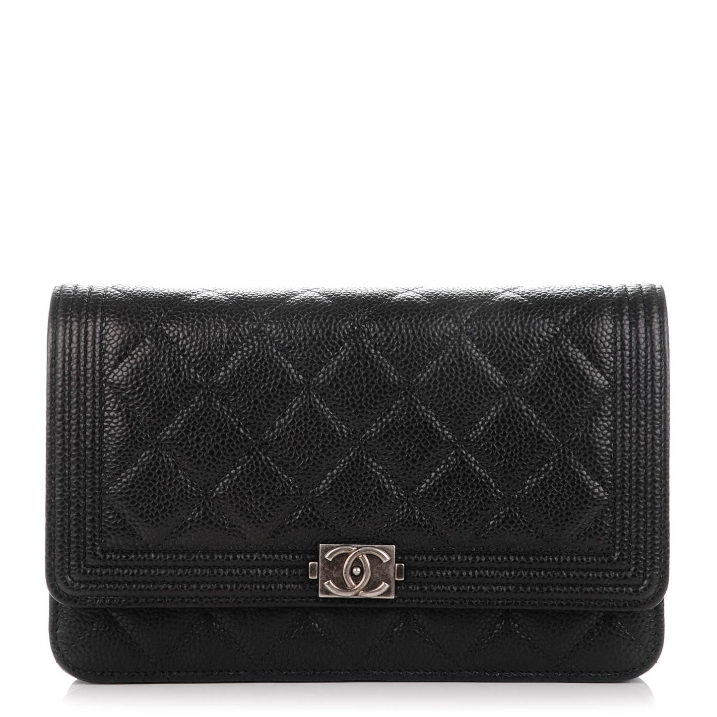 Caviar Quilted Boy Wallet On Chain WOC Black