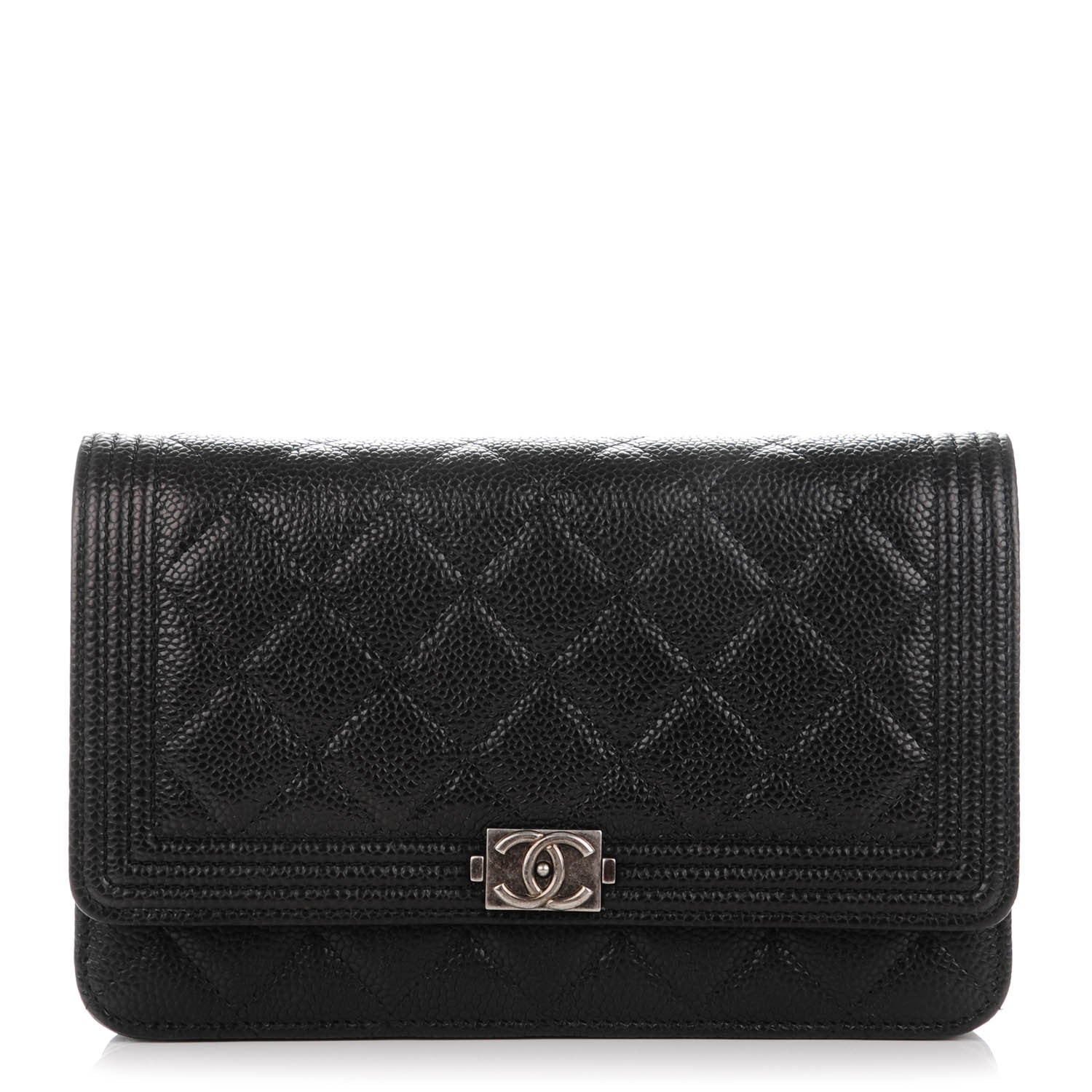 Chanel Caviar Quilted Boy Wallet On Chain WOC Black 1 of 8