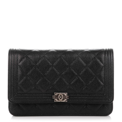 Chanel Caviar Quilted Boy Wallet On Chain WOC Black 1 of 8