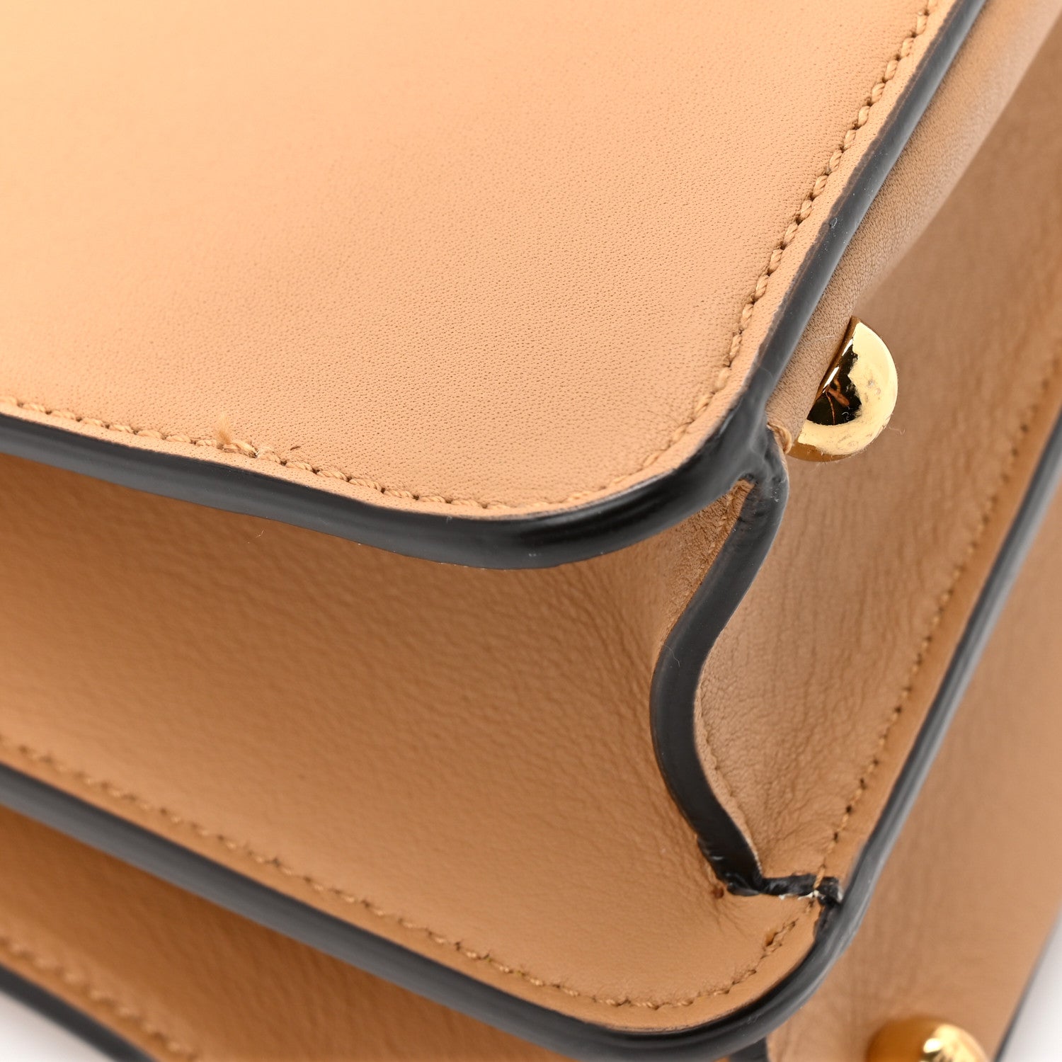Fendi Vitello Seta Nappa FF Striped Embossed Medium Peekaboo I SEE U Satchel Miele Scuro Multicolor 13 of 16