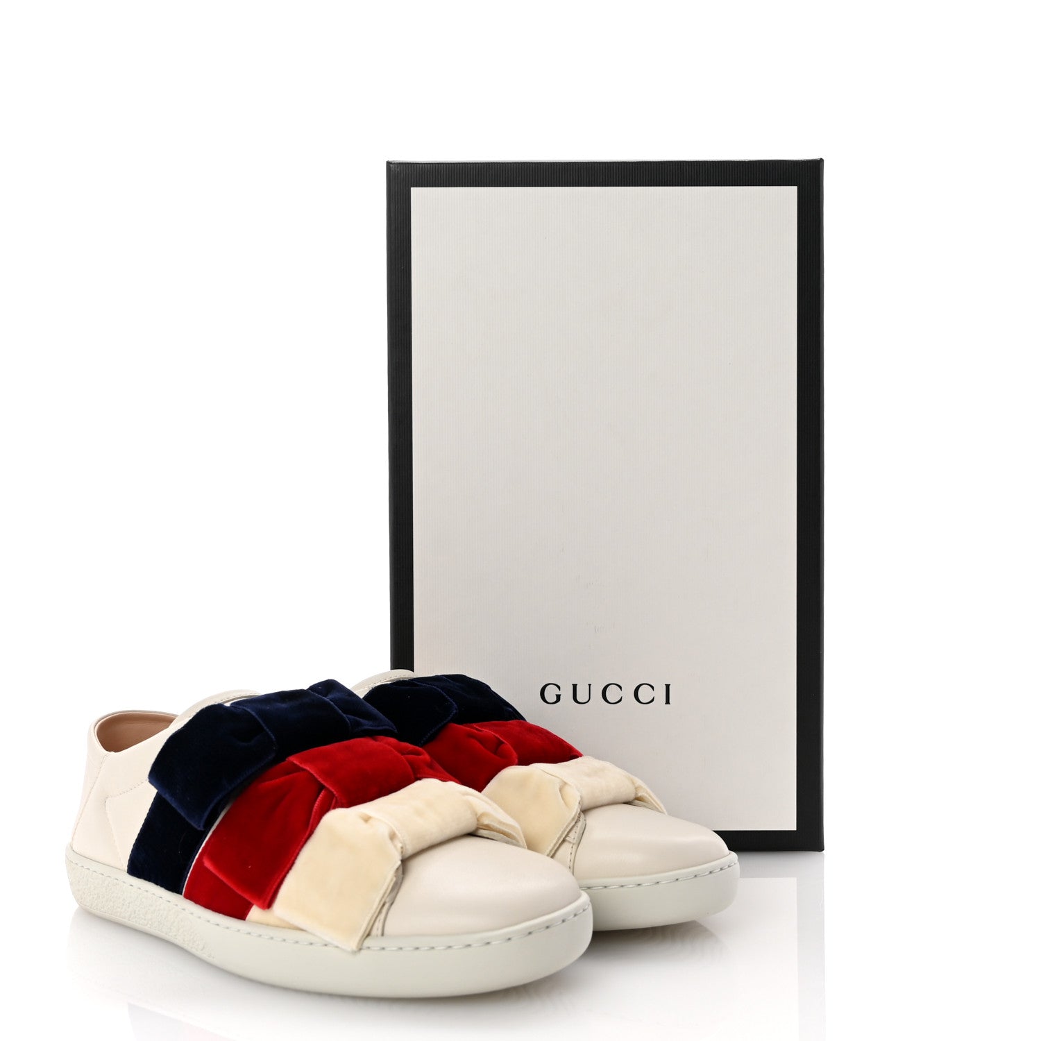 Gucci Calfskin Womens Velvet Bow Ace Sneakers 35.5 White 11 of 11