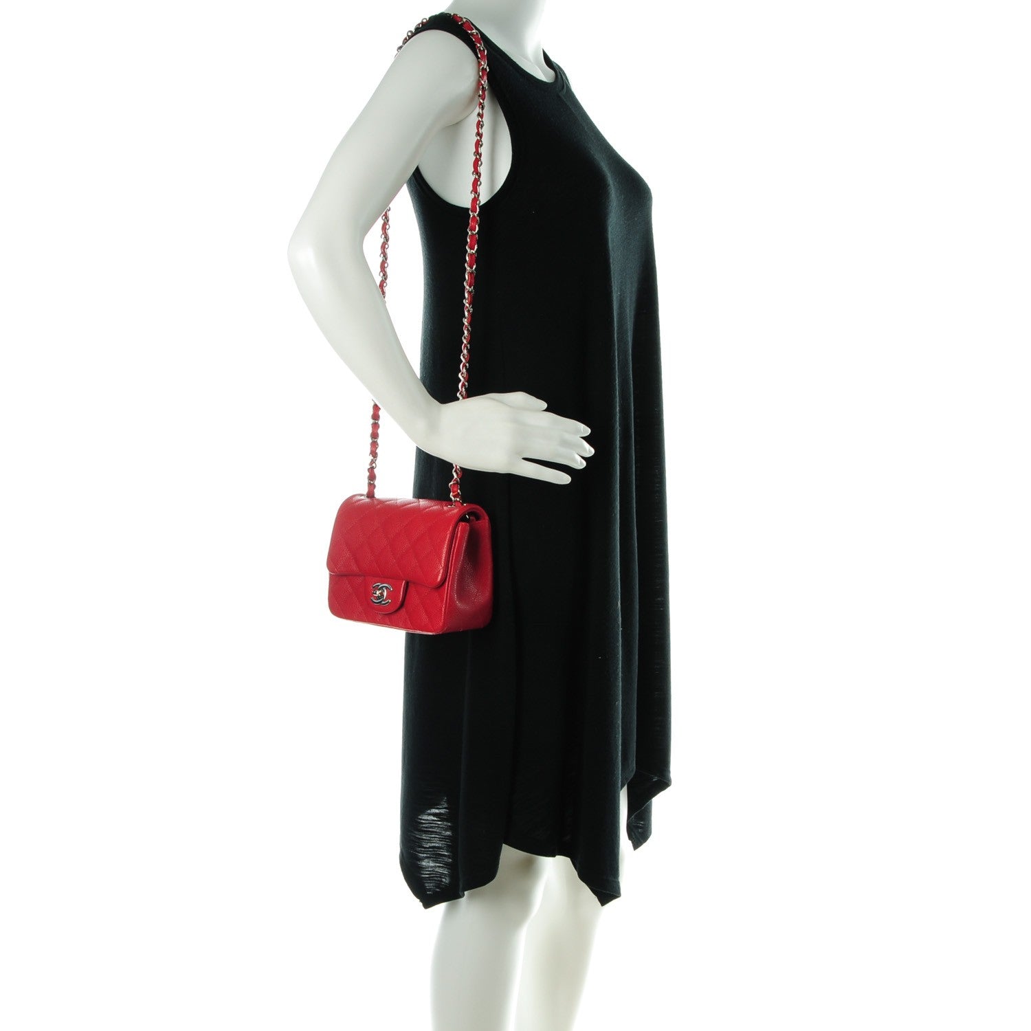 Chanel Caviar Quilted Mini Square Flap Red 2 of 8