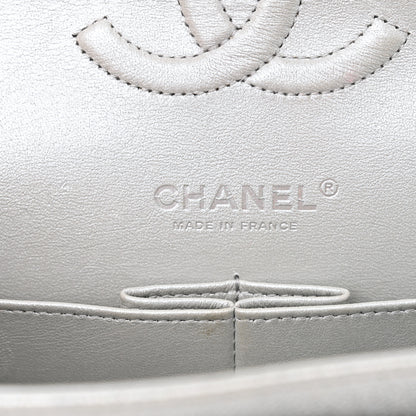Chanel Glittered Metallic Caviar Quilted Medium Double Flap Silver 7 of 12