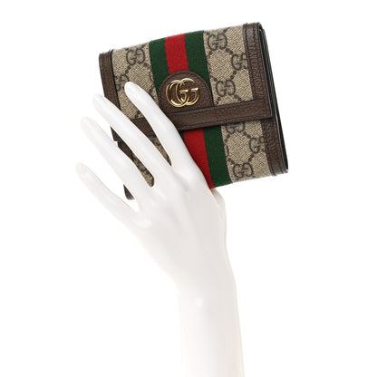 Gucci GG Supreme Monogram Web Ophidia French Flap Wallet Beige New Acero 2 of 12