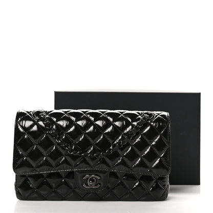Chanel Shiny Crumpled Calfskin Quilted Medium Double Flap So Black 11 of 11