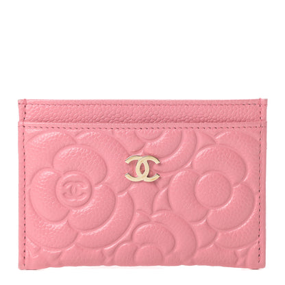 Chanel Caviar Camellia Embossed Card Holder Pink 1 of 10