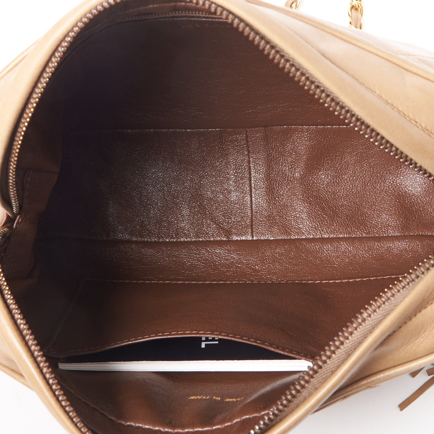 Lambskin Quilted Tassel Camera Case Beige