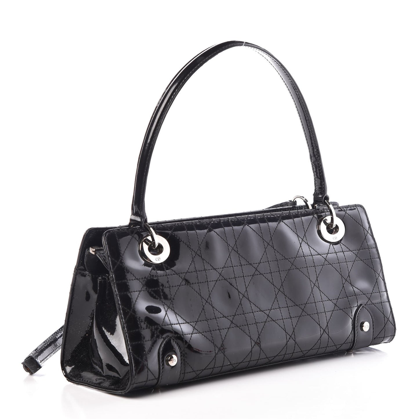 Patent Cannage Stitched East West Lady Dior Black